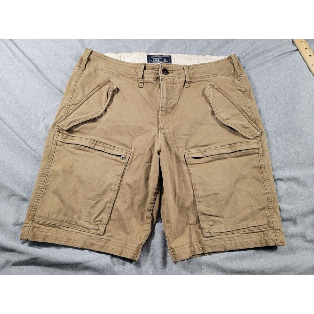 Abercrombie Fitch Thick heavy Cargo Shorts‎ men's sz 33, secured pockets